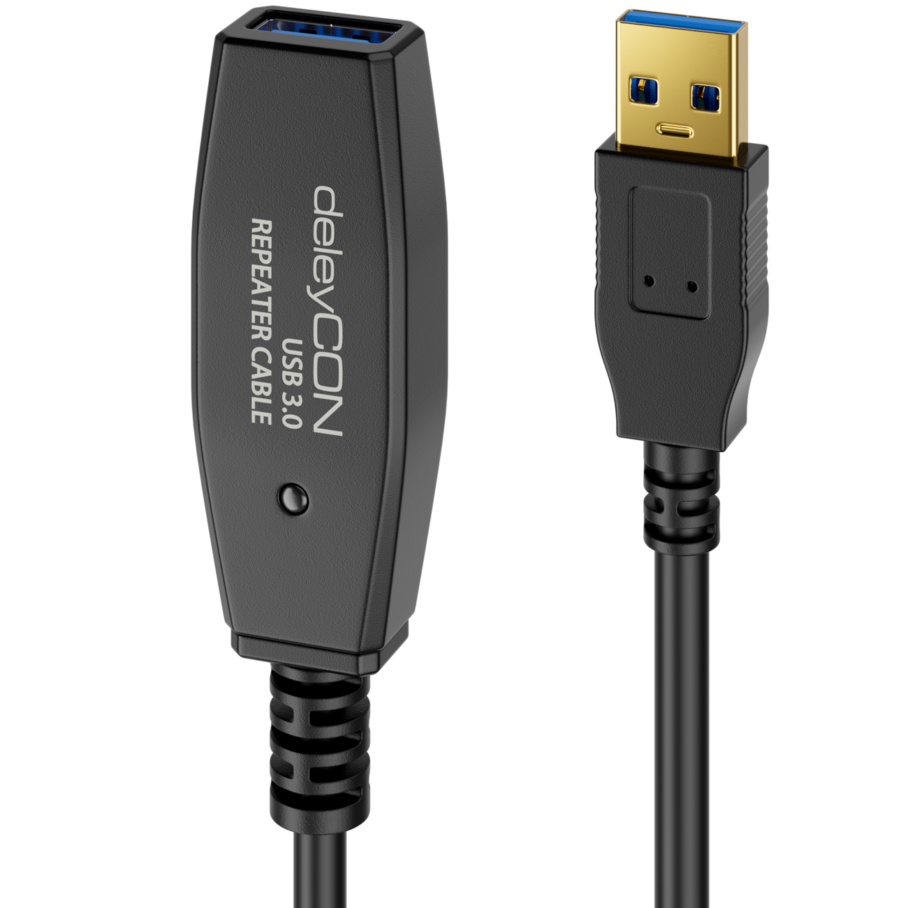 DeleyCON USB 3.0 Verlängerungskabel 5m - Aktiv Mit Signalverstärker, 5 Gbit/s, Für Drucker & Festplatten