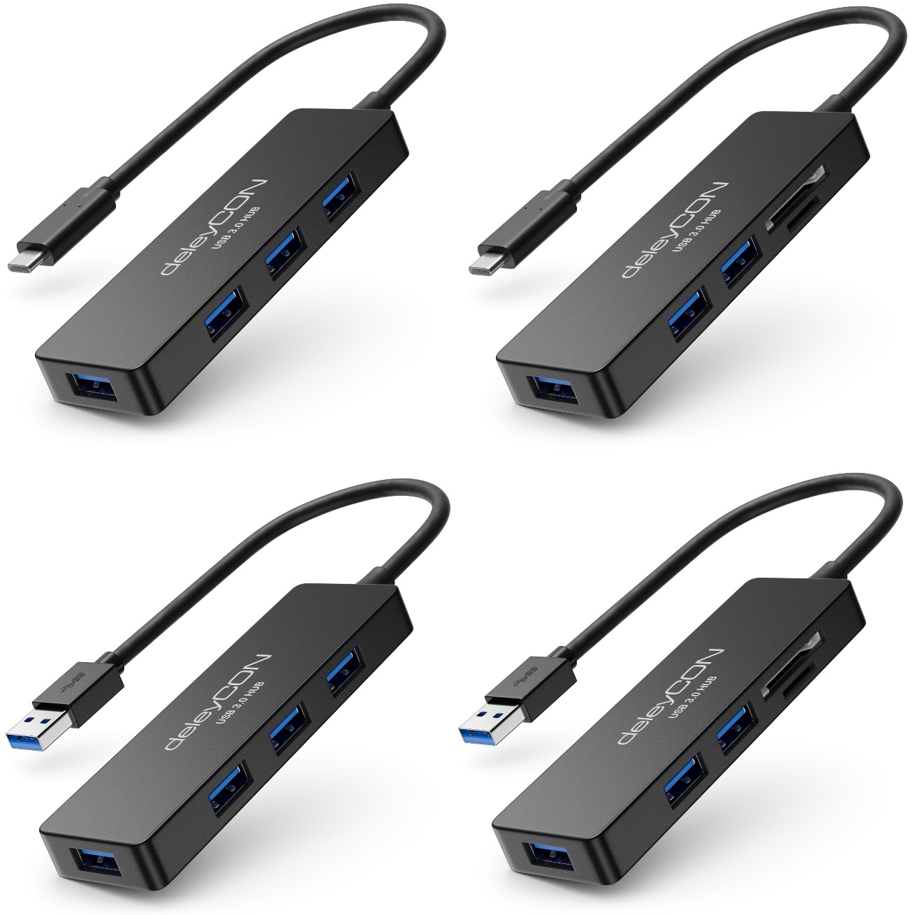 deleyCON USB HUB Verteiler Splitter Adapter USB3 0 USB C 3Port 4Port Cardreader eBay